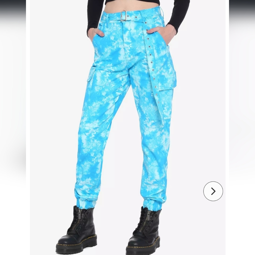 NWT Almost Famous Blue Tye Dye Cargo Pants from Hot Topic Sz Small
